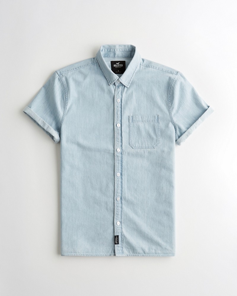 Hình Áo sơmi nam Hollister HCO-US-SM32 Denim Slim Fit Shirt Chambray