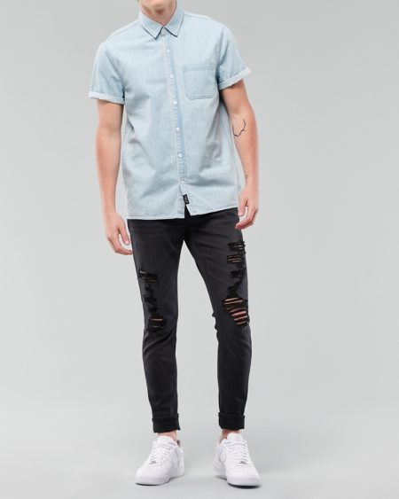 Hình Áo sơmi nam Hollister HCO-US-SM32 Denim Slim Fit Shirt Chambray