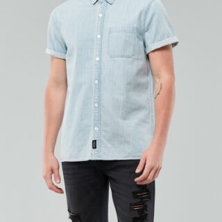 Hình Áo sơmi nam Hollister HCO-US-SM32 Denim Slim Fit Shirt Chambray