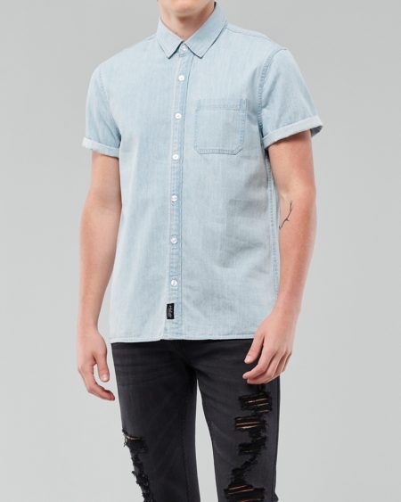 Hình Áo sơmi nam Hollister HCO-US-SM32 Denim Slim Fit Shirt Chambray