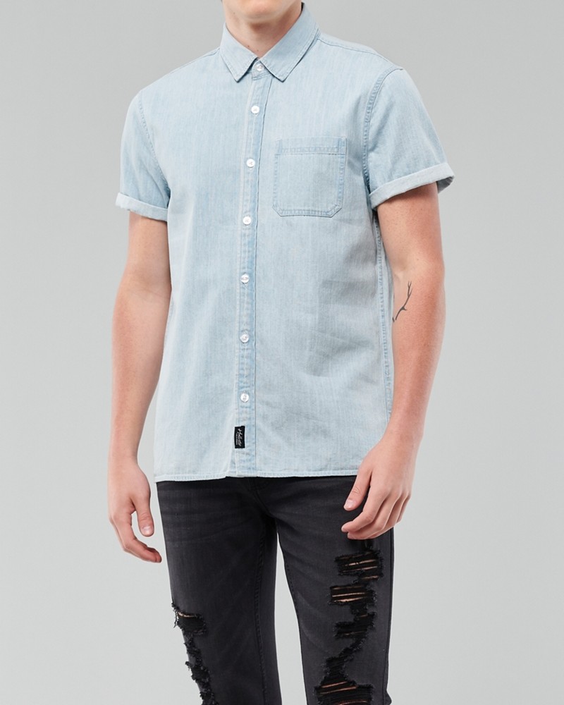 Hình Áo sơmi nam Hollister HCO-US-SM32 Denim Slim Fit Shirt Chambray