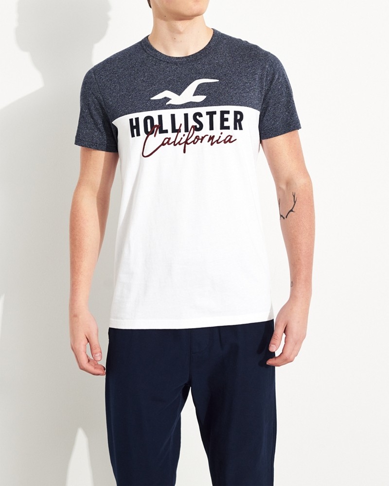 Hollister colorblock clearance logo graphic tee