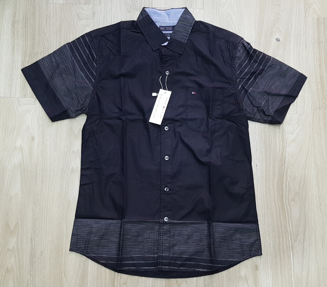 Hình Áo sơmi nam Tommy TM-SM11 Linen Slim Fit Shirt Black