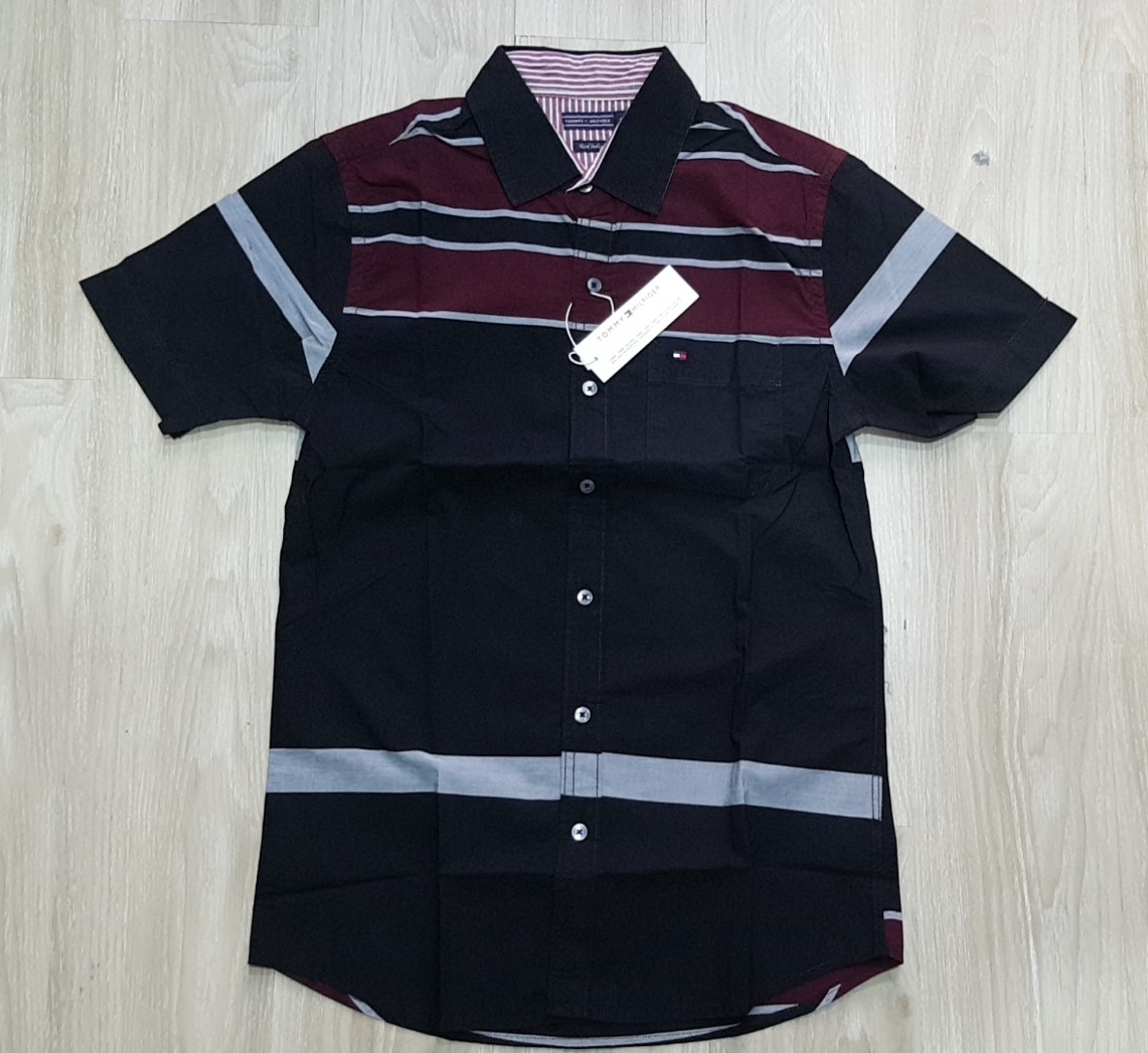 Hình Áo sơmi nam Tommy TM-SM12 Linen Slim Fit Shirt Black