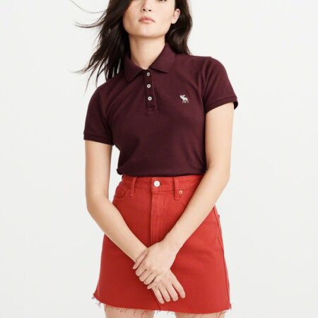 Hình Áo thun polo nữ Abercrombie AF-NP14 Stretch Icon Polo Burgundy