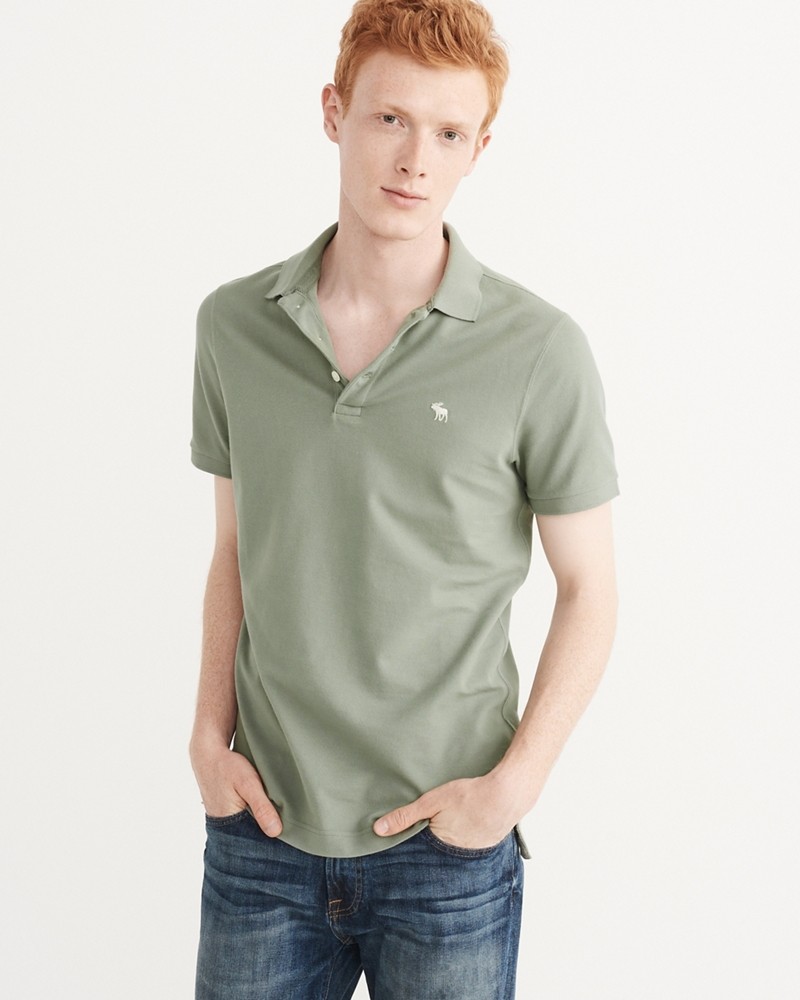 Hình Áo thun polo Abercrombie Fitch AF-P124 Stretch Icon Polo Light Green
