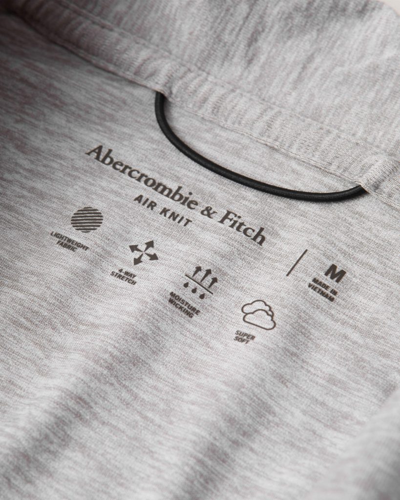 Áo thun polo Abercrombie AF-P130 Air Knit Polo light heather grey