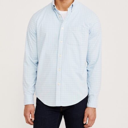 Hình Áo sơ mi nam Abercrombie AF-US-SM118 Oxford Shirt Light Blue Check