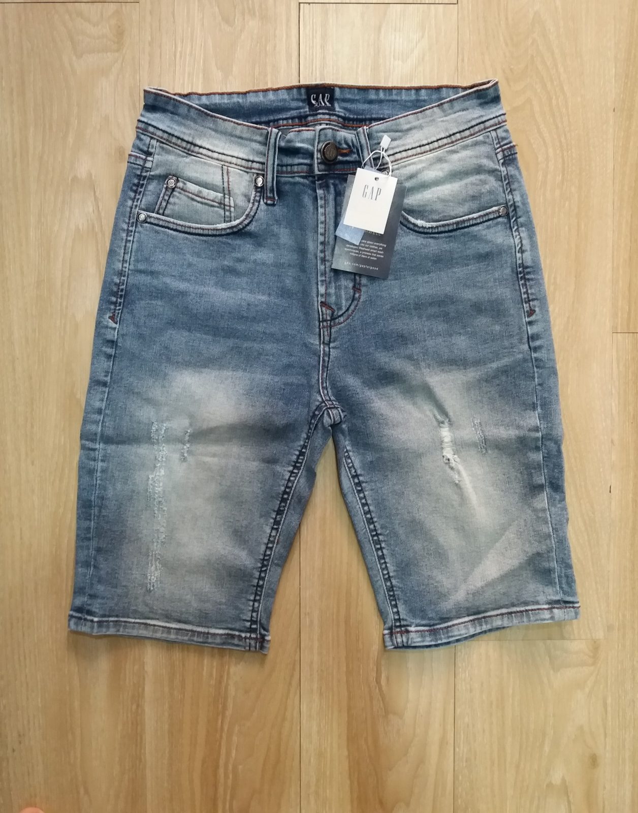 Hình Quần shorts jeans nam GAP-S01 Ripped light washed