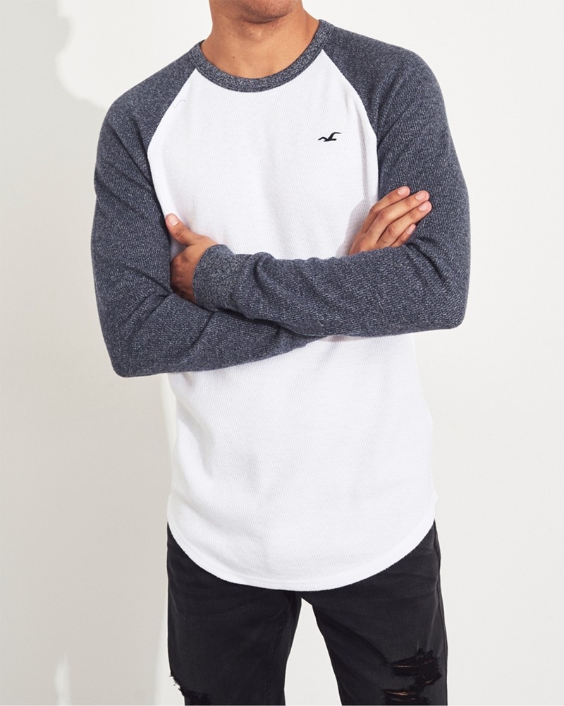 Áo thun nam tay dài Hollister HCO-HL100 Waffle Curved Hem T-Shirt