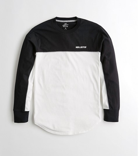 Áo thun nam tay dài Hollister HCO-HL31 Colorblock Curved Hem T-Shirt