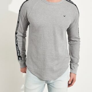 Hình Áo thun nam tay dài Hollister HCO-HL85 Logo Tap Waffle  Curved Hem