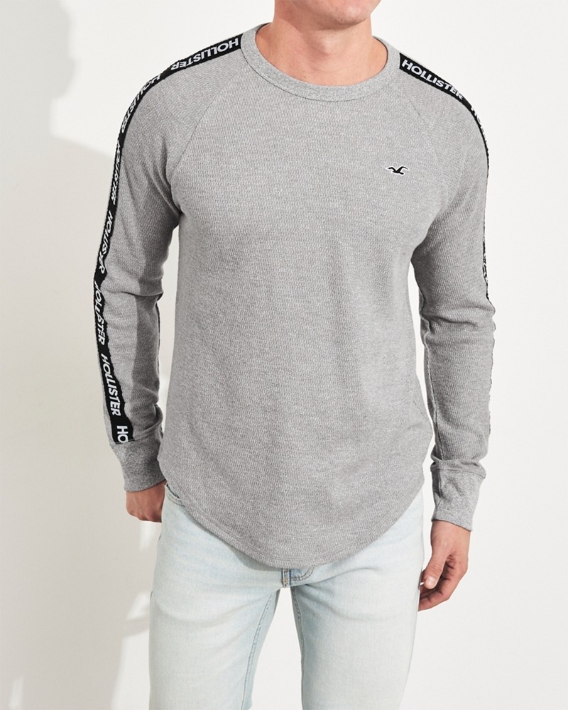 Áo thun nam tay dài Hollister HCO-HL85 Logo Tap Waffle Curved Hem