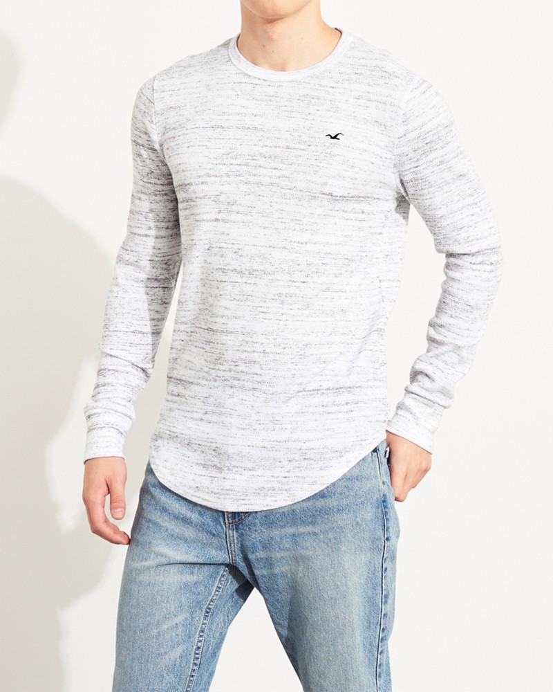 Hình Áo thun nam tay dài Hollister HCO-HL87 Waffle Curved Hem T-Shirt