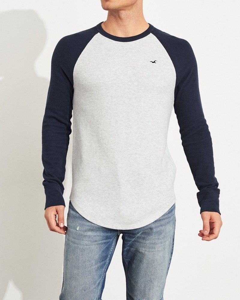 Hình Áo thun nam tay dài Hollister HCO-HL96 Waffle Curved Hem T-Shirt