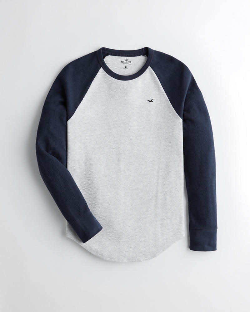 Hình Áo thun nam tay dài Hollister HCO-HL96 Waffle Curved Hem T-Shirt