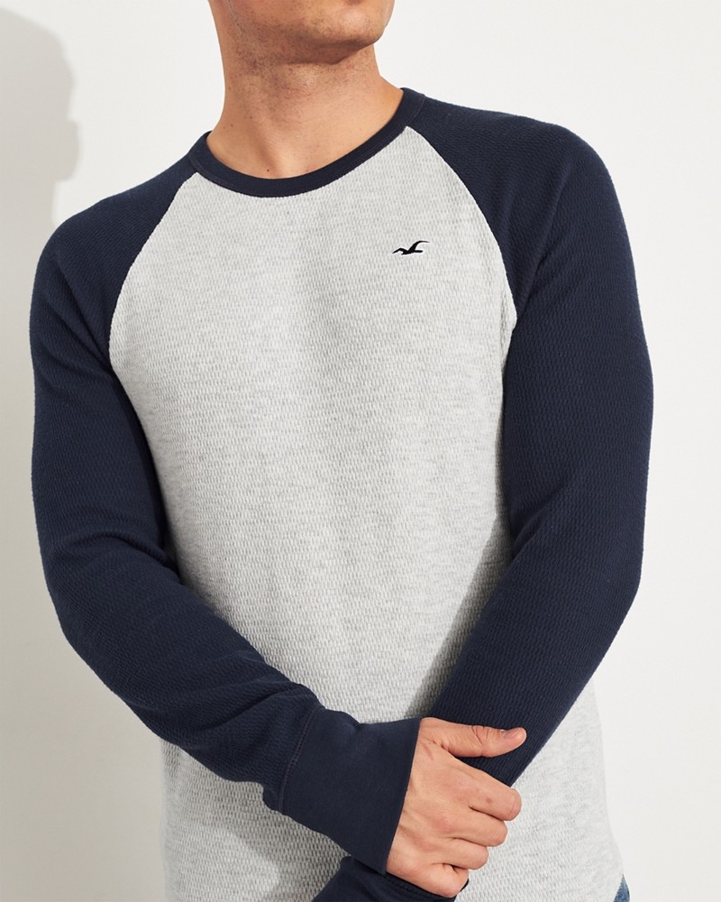 Hình Áo thun nam tay dài Hollister HCO-HL96 Waffle Curved Hem T-Shirt