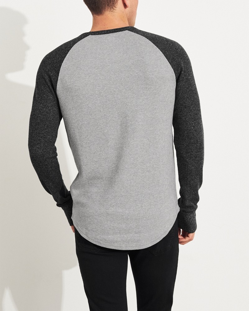 Hình Áo thun nam tay dài Hollister HCO-HL98 Waffle Curved Hem T-Shirt