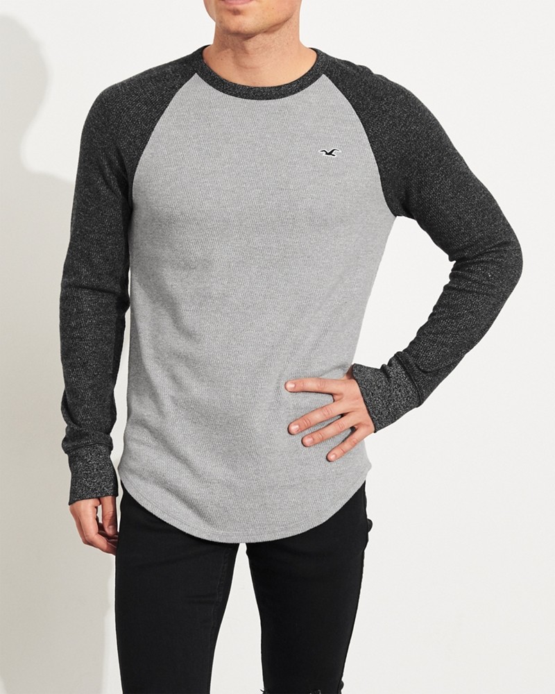 Hình Áo thun nam tay dài Hollister HCO-HL98 Waffle Curved Hem T-Shirt