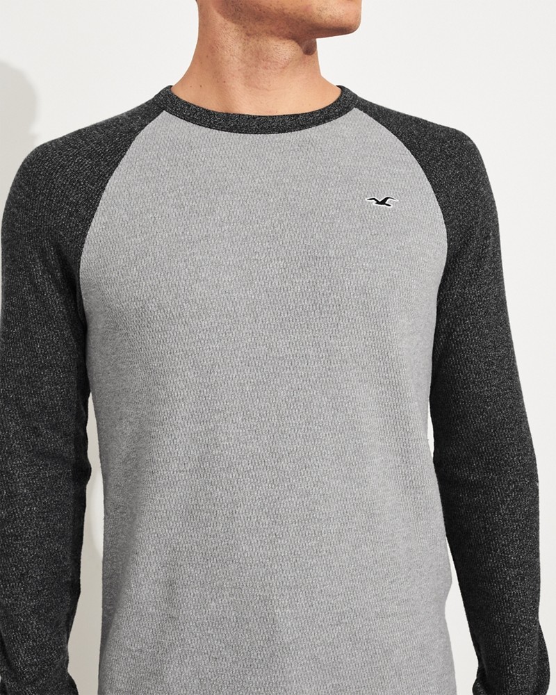 Hình Áo thun nam tay dài Hollister HCO-HL98 Waffle Curved Hem T-Shirt