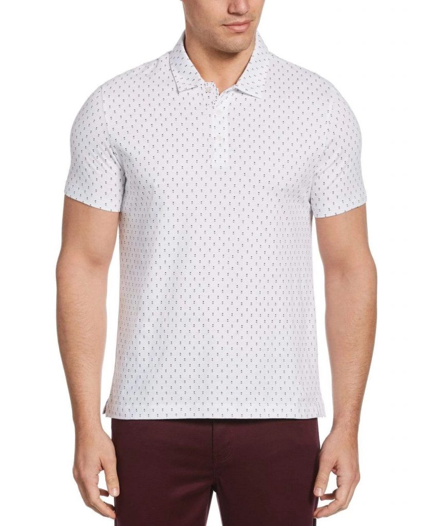 Áo thun nam polo Pima Cotton PE-P08 Flower Print Polo White