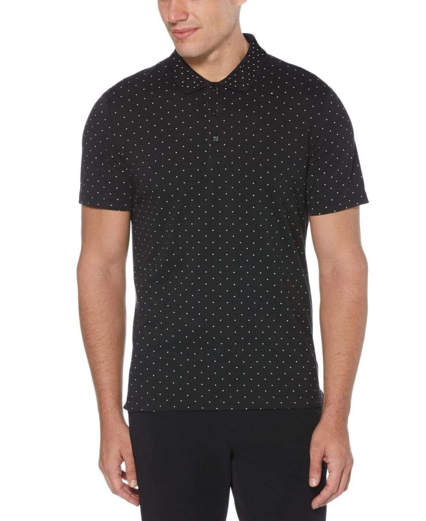 Áo thun nam polo Pima Cotton PE-P09 Micro Print Polo Black