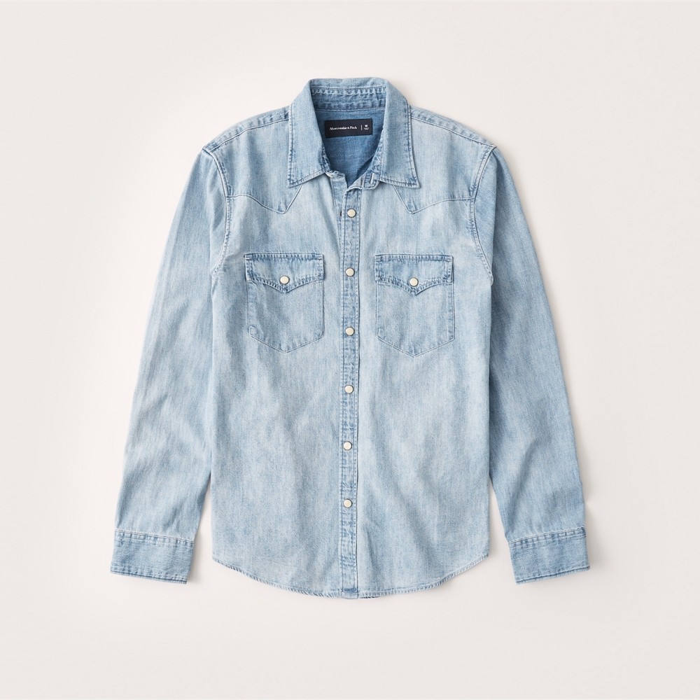 Hình Áo sơ mi nam Abercrombie AF-US-SM124 Long-Sleeve Denim Shirt