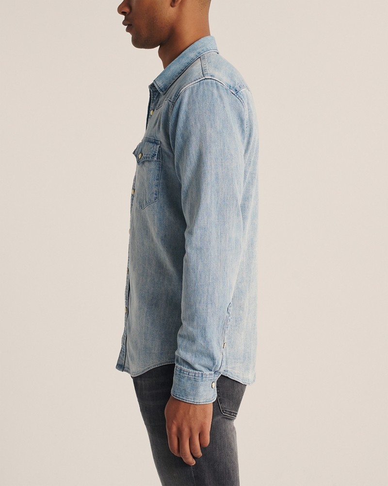 Hình Áo sơ mi nam Abercrombie AF-US-SM124 Long-Sleeve Denim Shirt