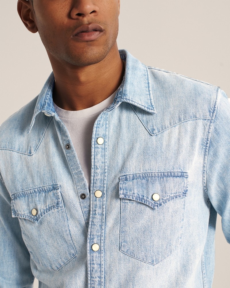 Hình Áo sơ mi nam Abercrombie AF-US-SM124 Long-Sleeve Denim Shirt