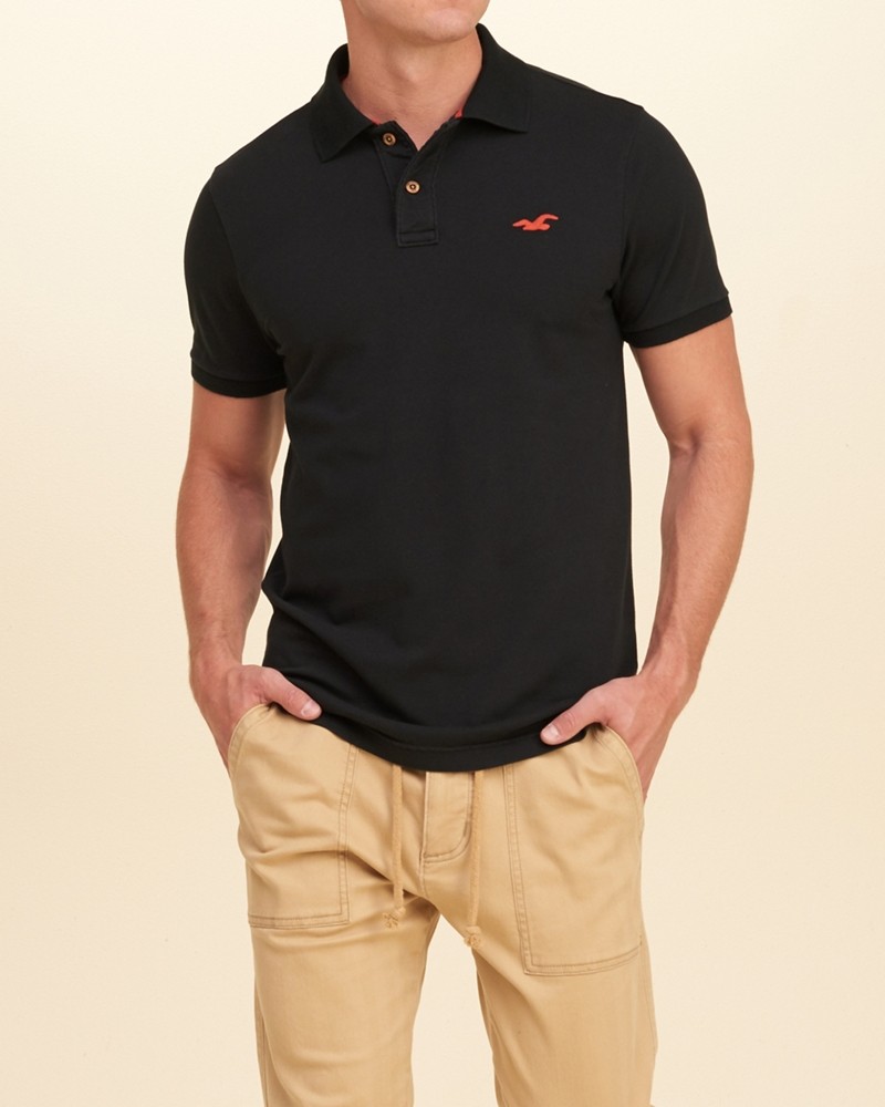 Hình Áo thun nam Hollister HCO-P247 Stretch Pique Polo Black