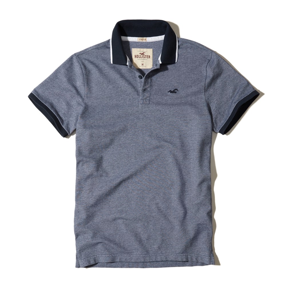 Hình Áo thun nam cổ bẻ Hollister HCO-P251 Stretch Pique Icon Polo heather blue