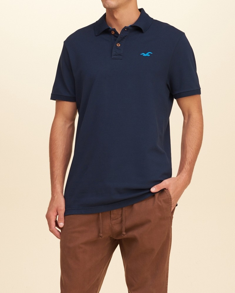 Hình Áo thun nam Hollister HCO-P252 Stretch Pique Icon Polo Blue