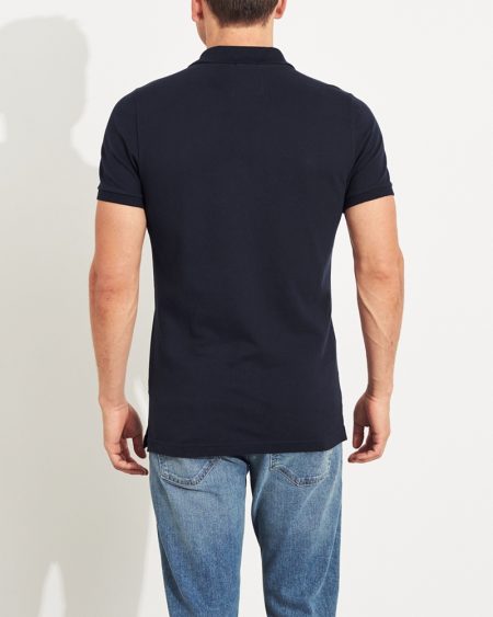 Áo thun nam Hollister HCO-P254 Stretch Pique Icon Polo Navy - Ảnh 2