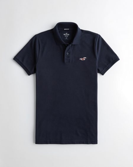 Áo thun nam Hollister HCO-P254 Stretch Pique Icon Polo Navy - Ảnh 4