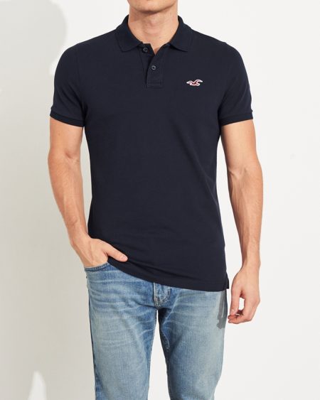 Áo thun nam Hollister HCO-P254 Stretch Pique Icon Polo Navy