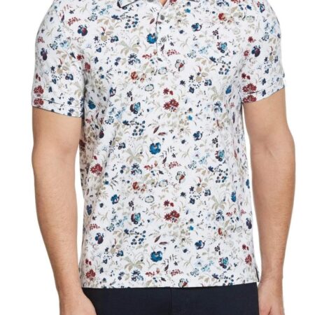 Hình Áo thun nam polo Pima Cotton PE-P02 Floral Print Polo White