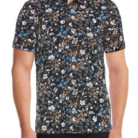 Hình Áo thun nam polo Pima Cotton PE-P01 Floral Print Polo Black