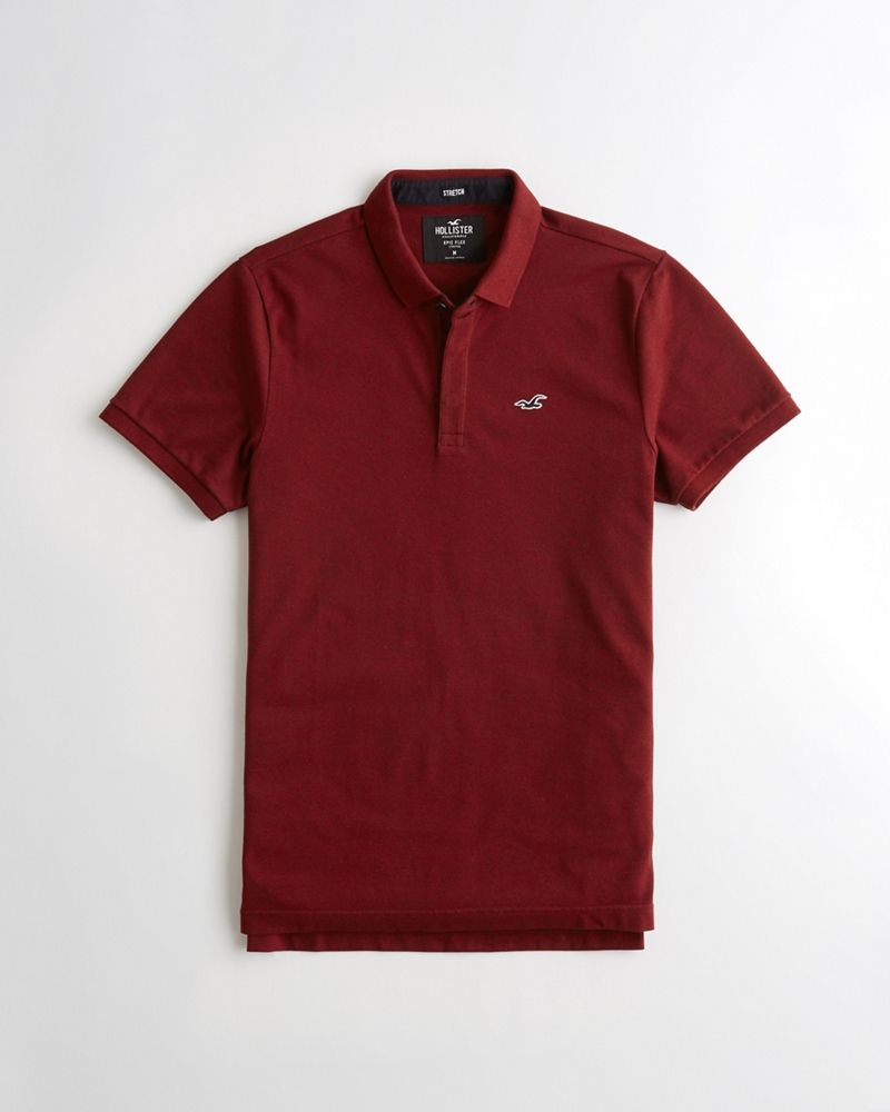 Hình Áo thun nam Hollister HCO-P245 Stretch Shrunken Collar polo heather burgundy