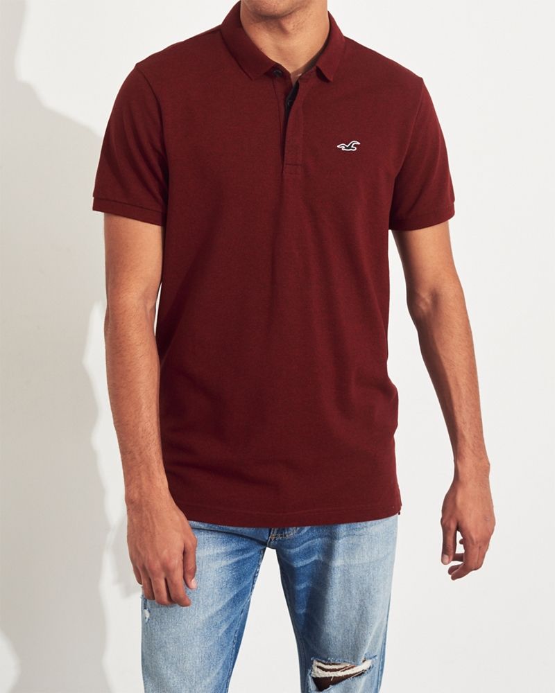 Hình Áo thun nam Hollister HCO-P245 Stretch Shrunken Collar polo heather burgundy