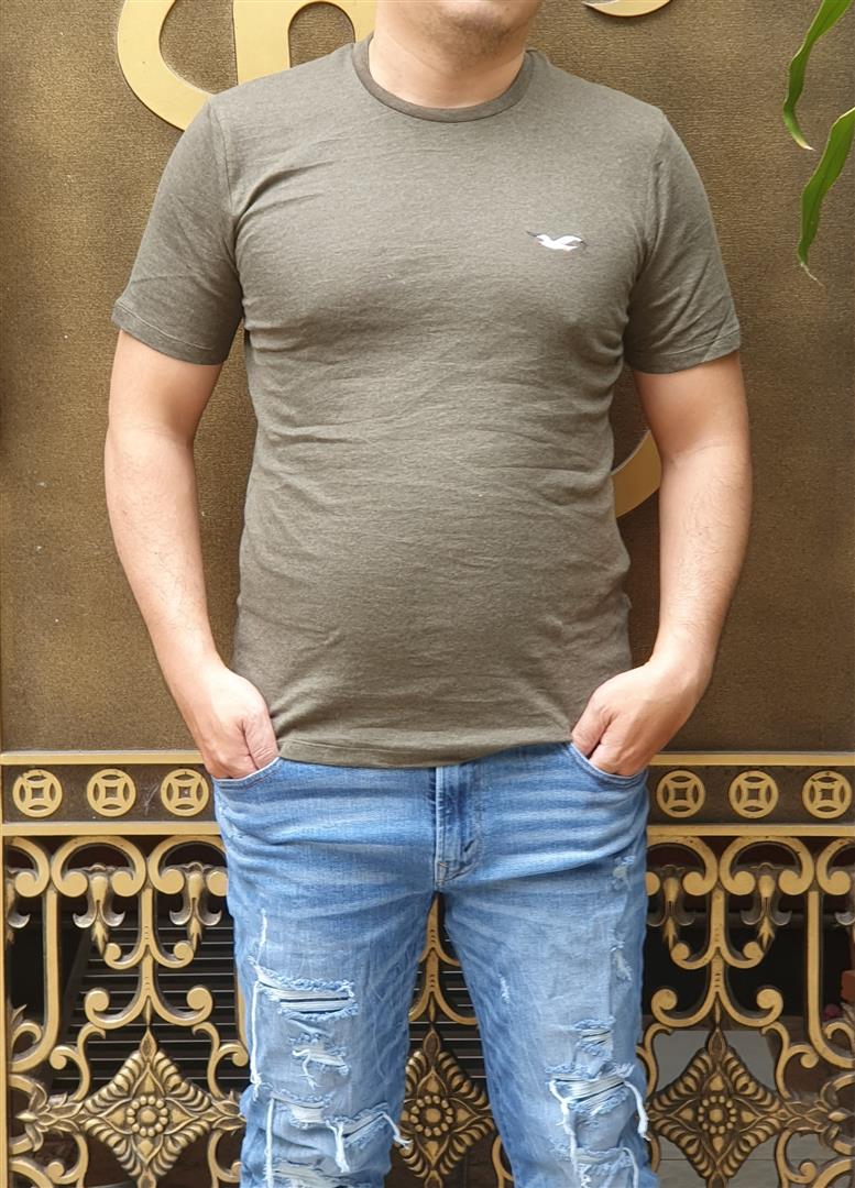 Áo thun nam Hollister HCO-T174 Icon Color Crewneck T-Shirt xanh rêu