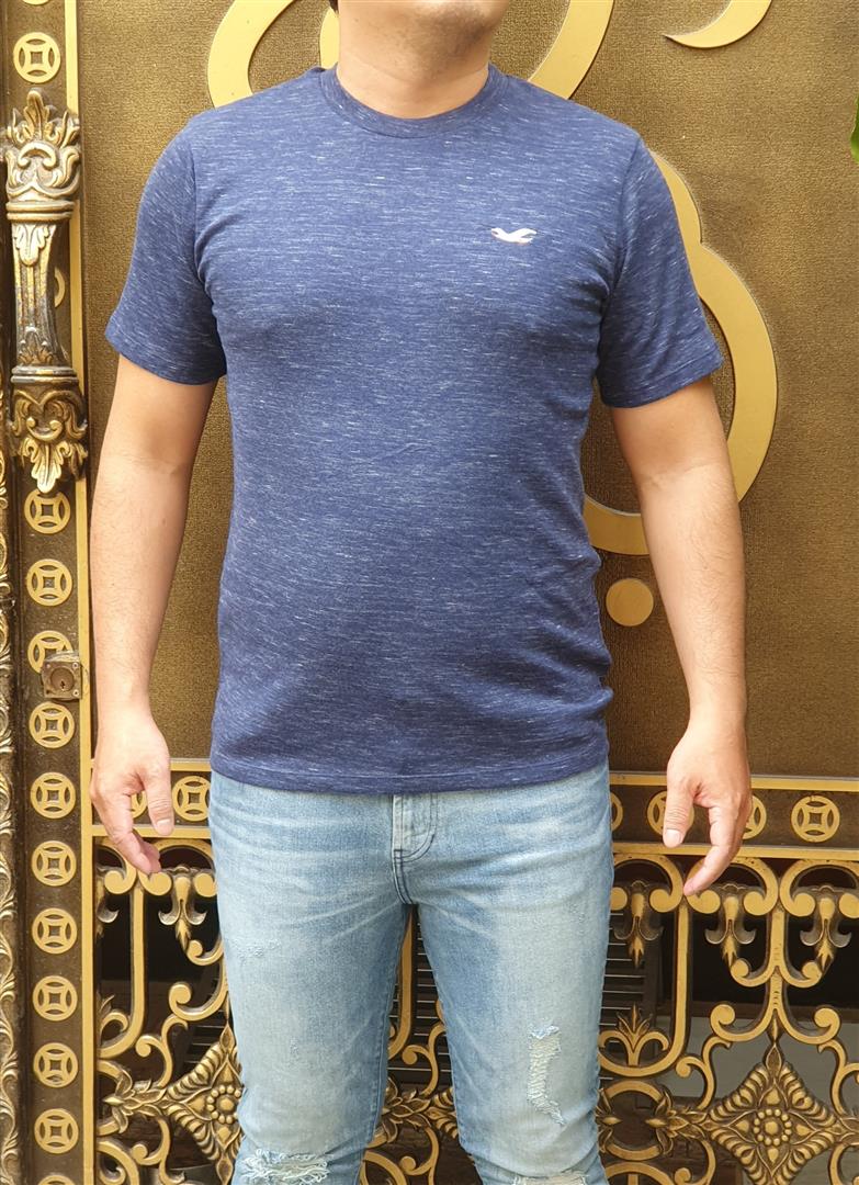 Áo thun nam Hollister HCO-T175 Icon Color Crewneck T-Shirt Heather Dark Blue