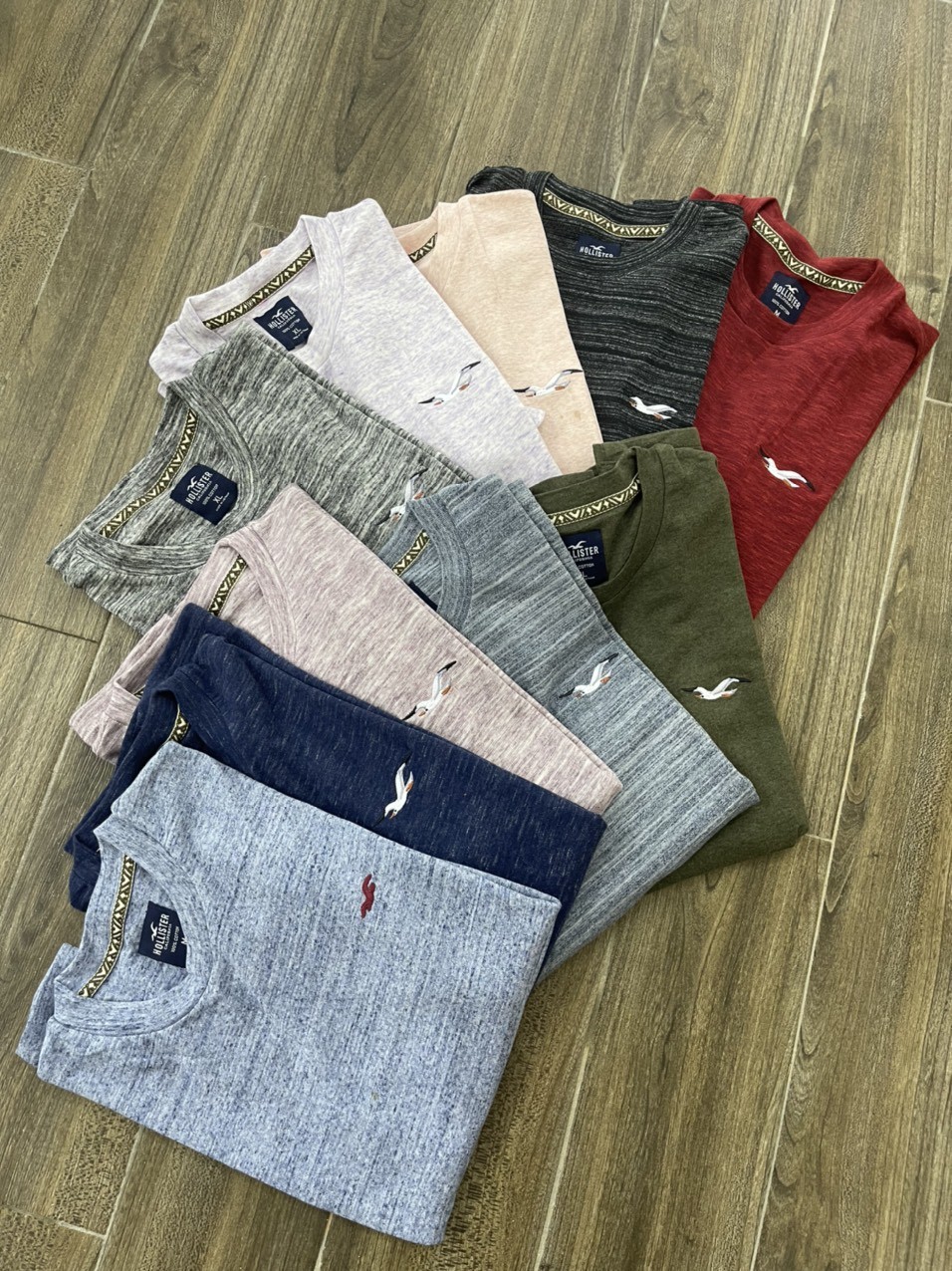 Áo thun nam Hollister HCO-T170 Icon Color Crewneck T-Shirt xám xanh - Ảnh 2