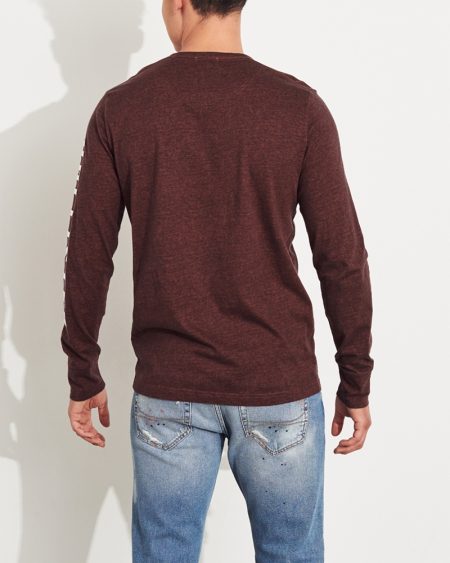 Hình Áo thun nam tay dài Hollister HCO-HL104 Logo Graphic Tee Burgundy