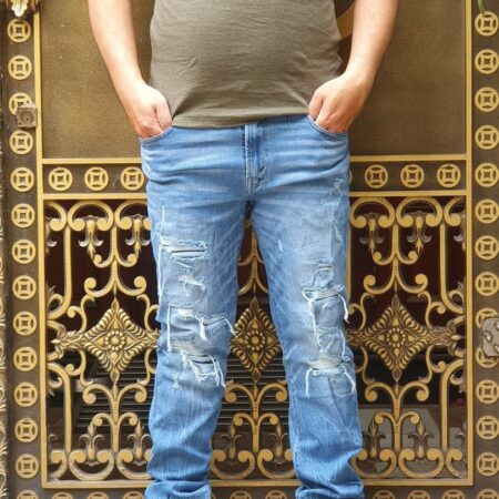 Quần jeans nam American Eagle AE-J01 heavy Ripped Slim fit denim