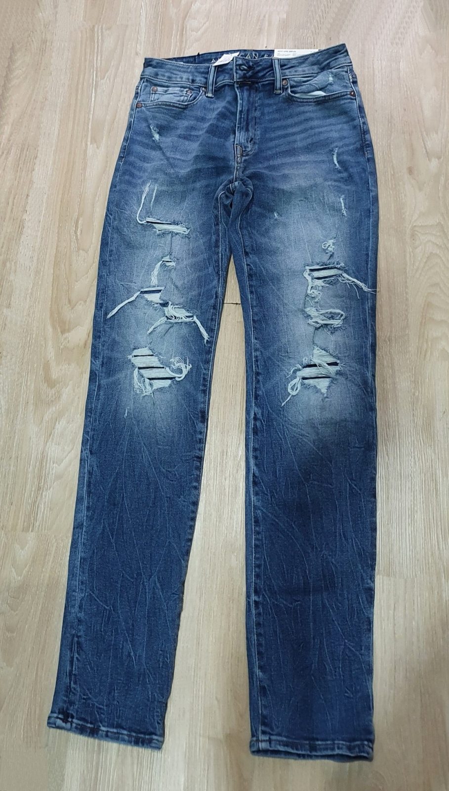 Quần jeans nam American Eagle AE-J04 ripped medium wash slim fit denim - Ảnh 5
