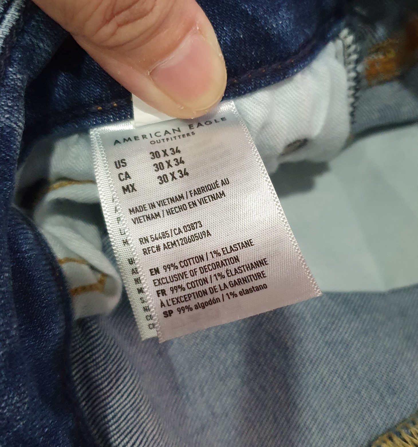 Quần jeans nam American Eagle AE-J04 ripped medium wash slim fit denim - Ảnh 3