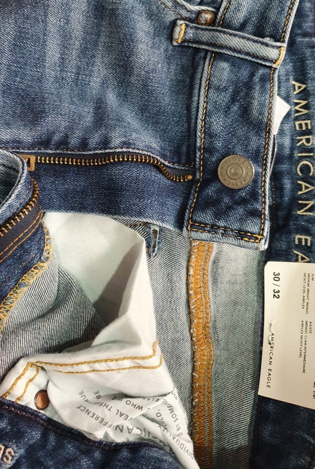 Quần jeans nam American Eagle AE-J04 ripped medium wash slim fit denim - Ảnh 2