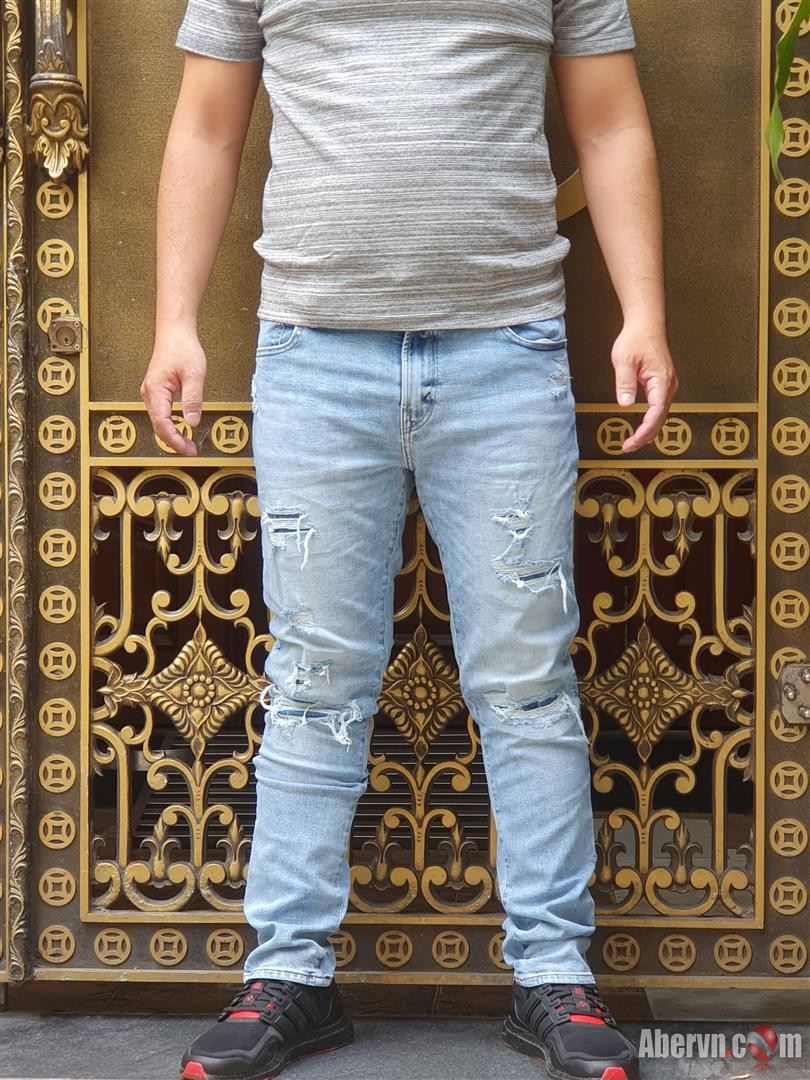 Quần jeans nam American Eagle AE-J05 Ripped Athletic Skinny light denim