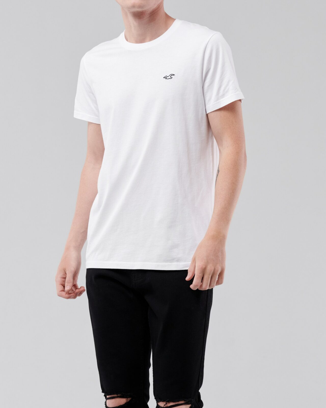 Áo thun nam Hollister HCO-T188 Crewneck T-Shirt White - Ảnh 3