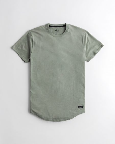 Áo thun nam Hollister HCO-T190 Curved Hem T-Shirt Light green